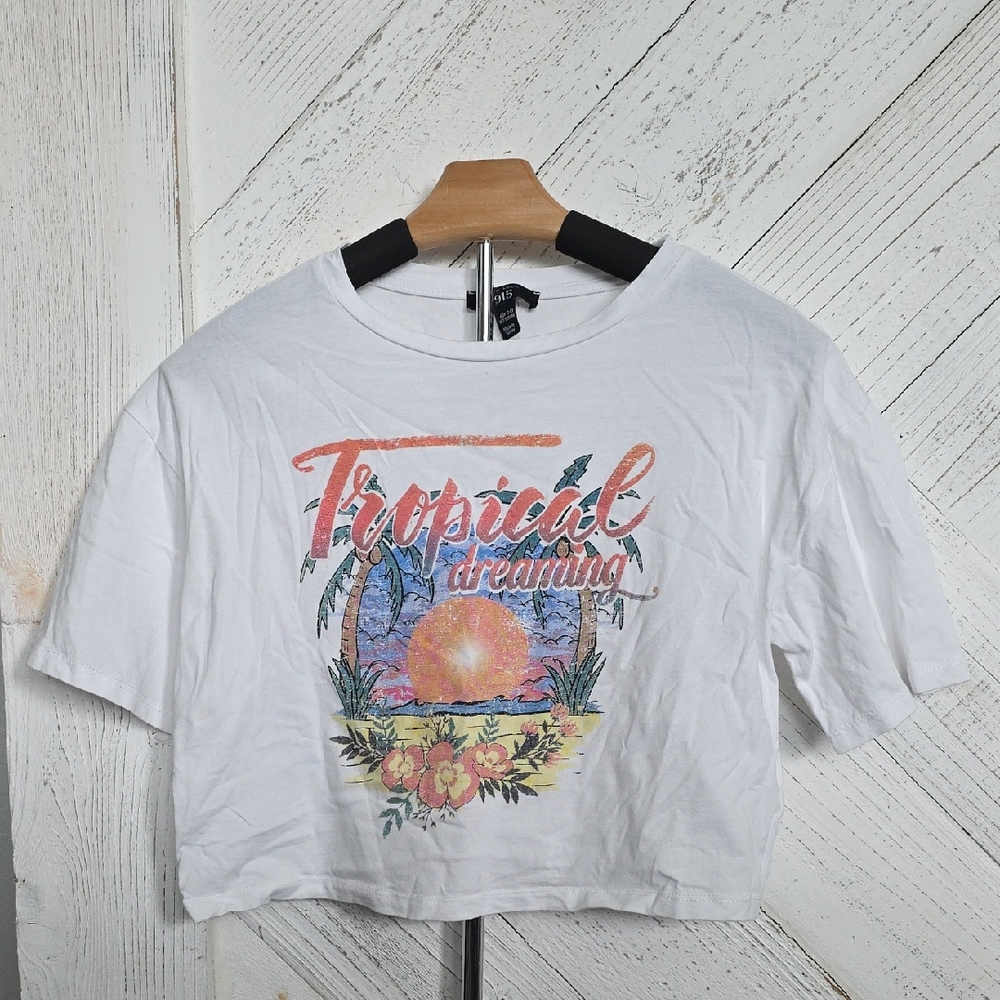 New Look White Tropical Graphic Tee